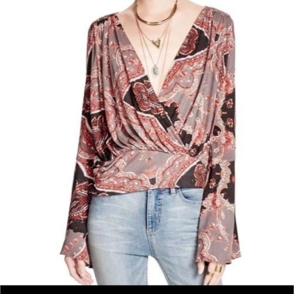 Free People Fiona Bell Sleeve Wrap Top
